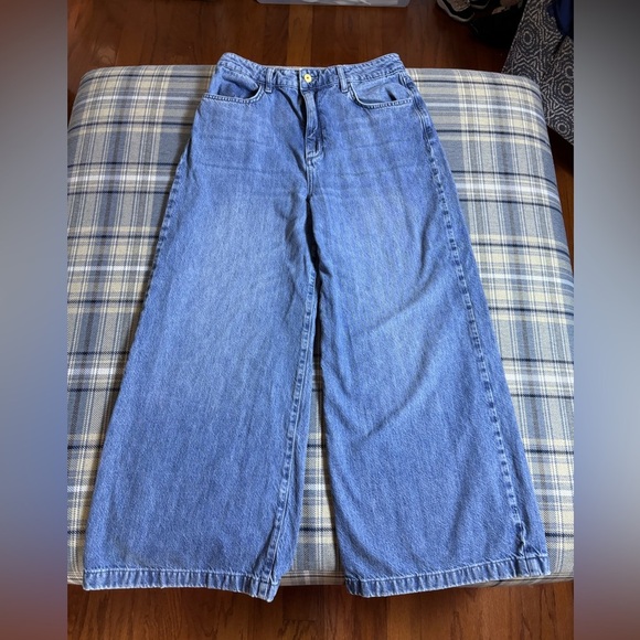 Triarchy Anthropologie Womens Wide Leg Crop Jean, Blue Medium Wash - Picture 4 of 7